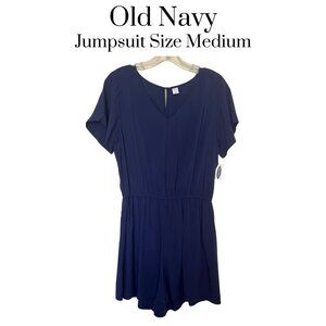 NWT Old Navy jumpsuit. peek a boo back, shorts, summer, navy blue, size medium